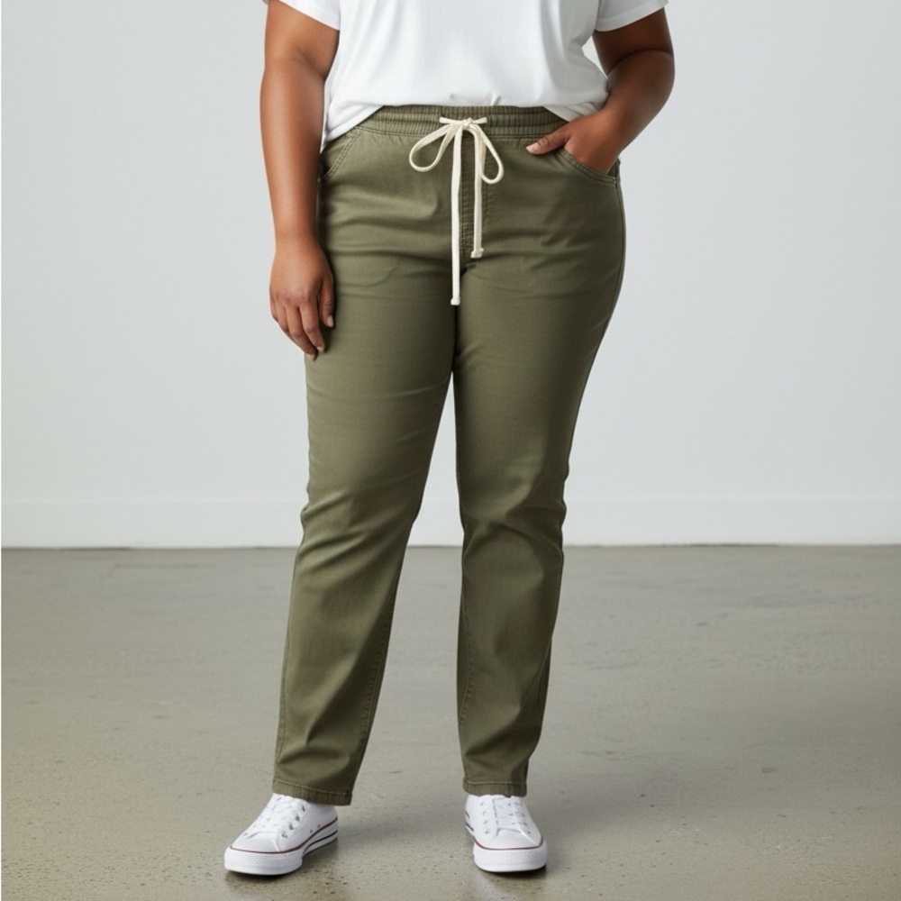 Torrid Khaki Green Weekend Mid-Rise Twill Straight Pant - Size 3 (22/24)
